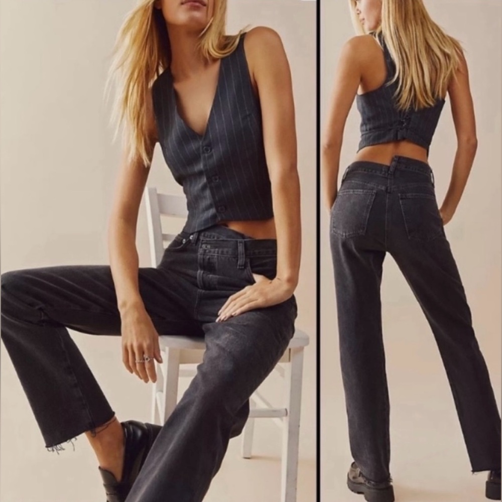 Agolde Women's Straight Leg Jeans in Washed Black